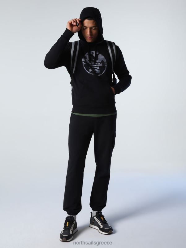 γρ North Sails άνδρες κουκούλα με λογότυπο μαύρος NZP8789 είδη ένδυσης