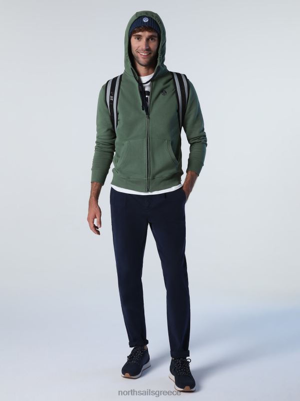 γρ North Sails άνδρες φούτερ με φερμουάρ μπρούτζινο πράσινο NZP8822 είδη ένδυσης