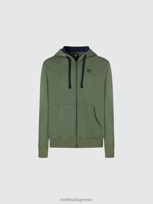 γρ North Sails άνδρες φούτερ με φερμουάρ μπρούτζινο πράσινο NZP8822 είδη ένδυσης