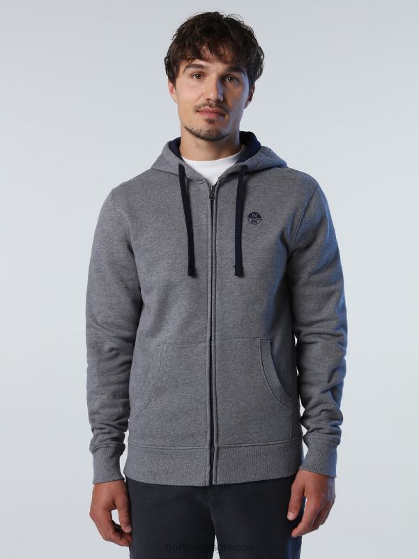 γρ North Sails άνδρες φούτερ με φερμουάρ μεσαίο γκρι μελανζέ NZP8824 είδη ένδυσης