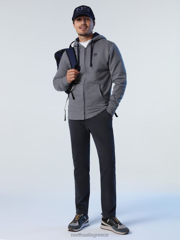 γρ North Sails άνδρες φούτερ με φερμουάρ μεσαίο γκρι μελανζέ NZP8824 είδη ένδυσης