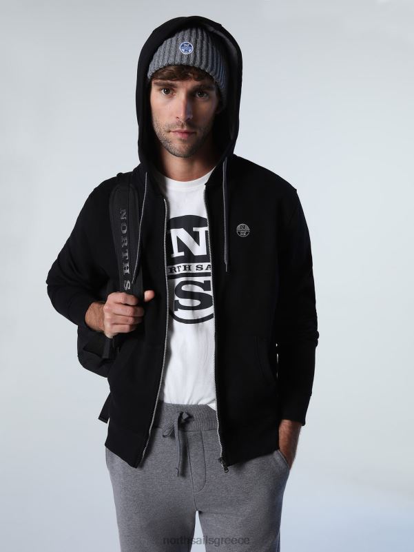 γρ North Sails άνδρες φούτερ με φερμουάρ μαύρος NZP8825 είδη ένδυσης