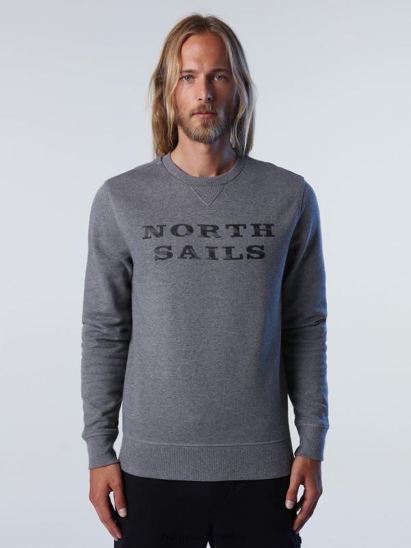 γρ North Sails άνδρες φούτερ με γράμματα μεσαίο γκρι μελανζέ NZP8933 είδη ένδυσης