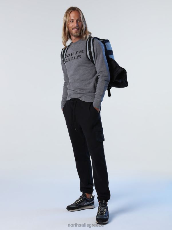 γρ North Sails άνδρες φούτερ με γράμματα μεσαίο γκρι μελανζέ NZP8933 είδη ένδυσης