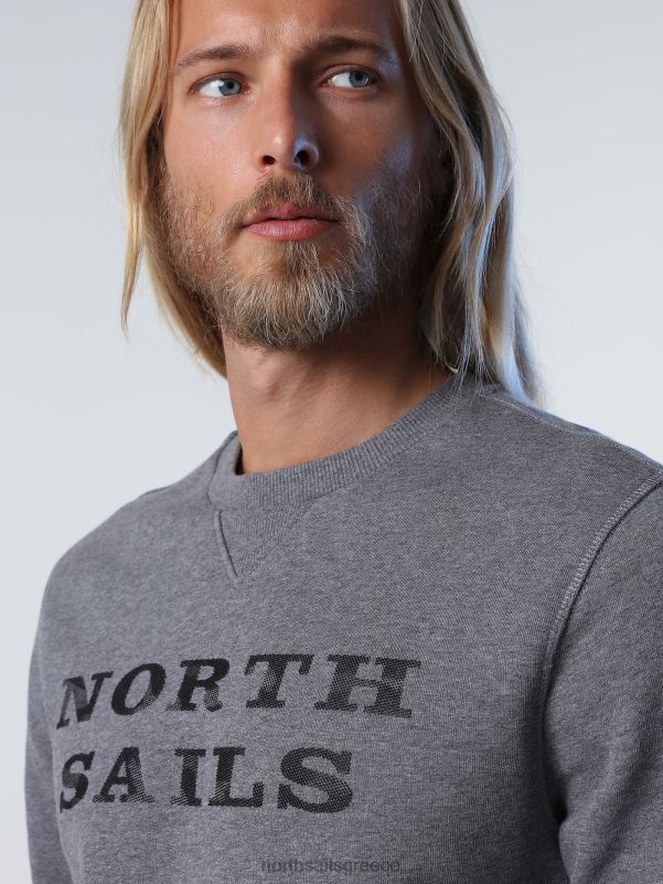 γρ North Sails άνδρες φούτερ με γράμματα μεσαίο γκρι μελανζέ NZP8933 είδη ένδυσης