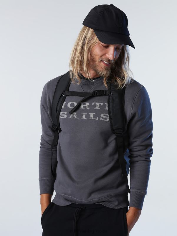 γρ North Sails άνδρες φούτερ με γράμματα ασφάλτος NZP8934 είδη ένδυσης