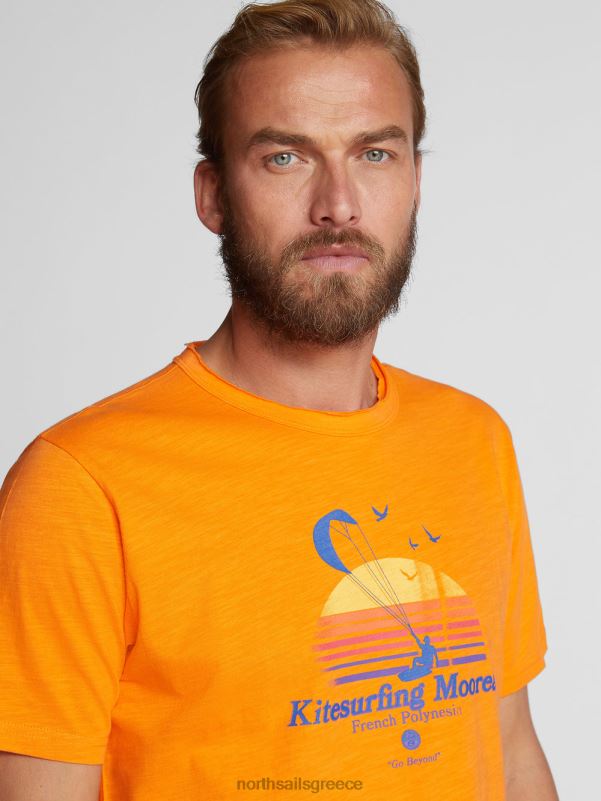 γρ North Sails άνδρες εμπριμέ μπλουζάκι ζωντανό πορτοκαλί NZP81123 είδη ένδυσης