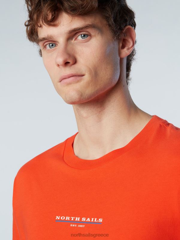 γρ North Sails άνδρες μπλουζάκι με στάμπα στο στήθος έντονο πορτοκαλί NZP8153 είδη ένδυσης
