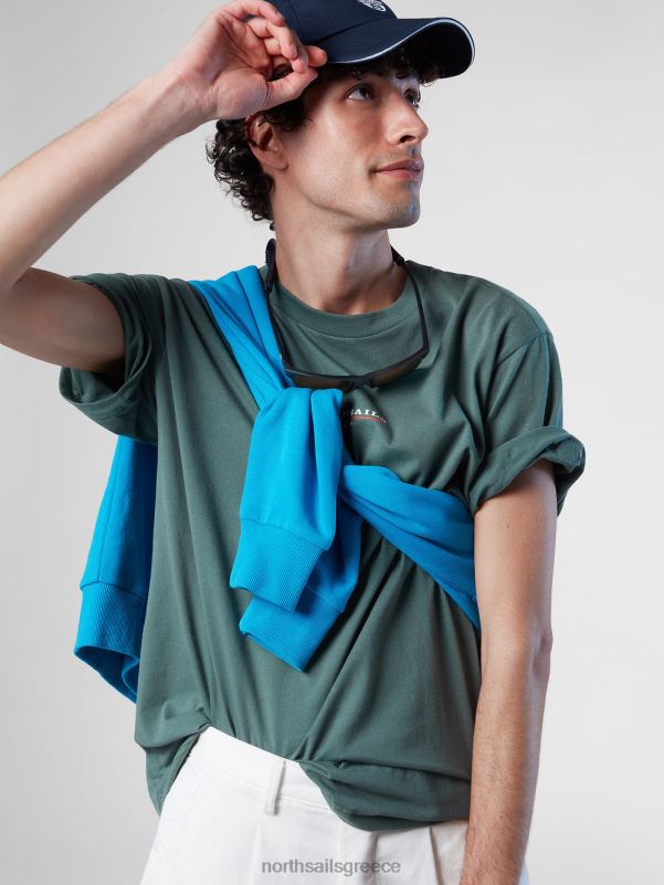 γρ North Sails άνδρες μπλουζάκι με στάμπα στο στήθος στρατιωτικό πράσινο NZP8155 είδη ένδυσης