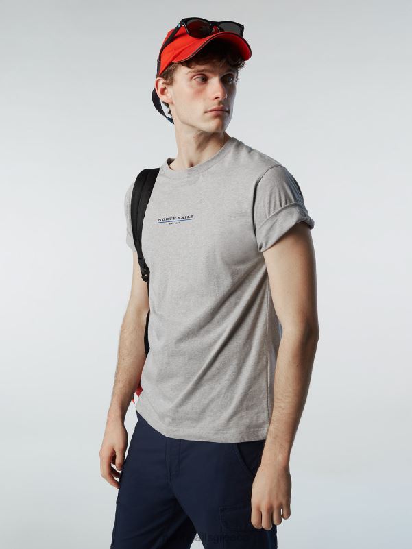 γρ North Sails άνδρες μπλουζάκι με στάμπα στο στήθος γκρι μελανζέ NZP8156 είδη ένδυσης