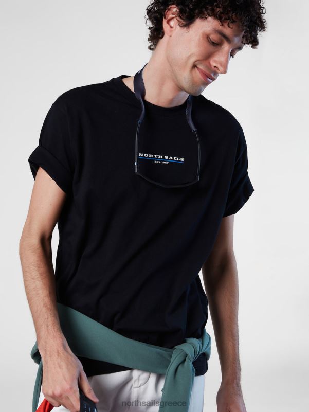 γρ North Sails άνδρες μπλουζάκι με στάμπα στο στήθος μαύρος NZP8157 είδη ένδυσης
