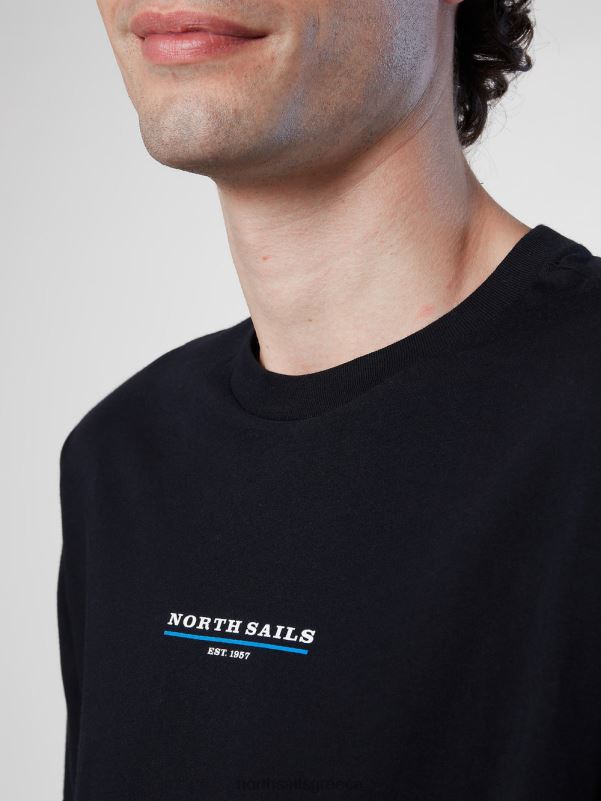 γρ North Sails άνδρες μπλουζάκι με στάμπα στο στήθος μαύρος NZP8157 είδη ένδυσης