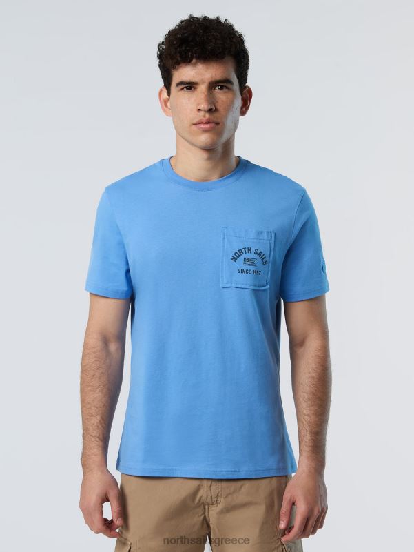 γρ North Sails άνδρες μπλουζάκι με τσέπη στο στήθος γαλάζιο του αραβοσίτου NZP8161 είδη ένδυσης