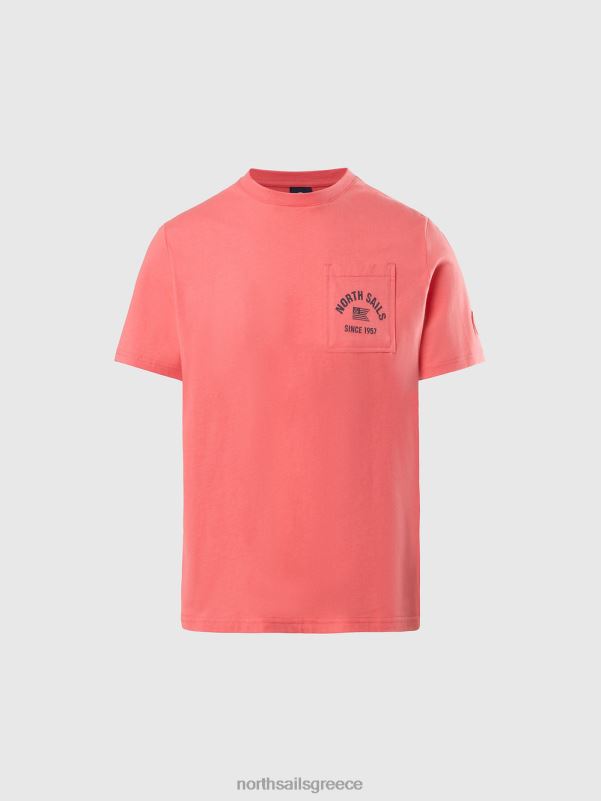 γρ North Sails άνδρες μπλουζάκι με τσέπη στο στήθος καρυκευμένο κοράλλι NZP8162 είδη ένδυσης