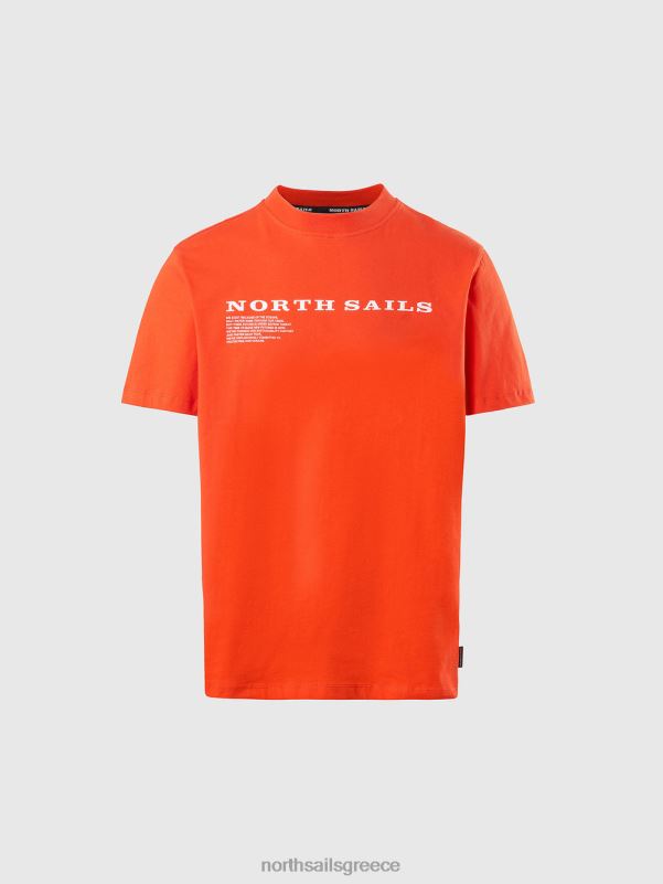 γρ North Sails άνδρες μπλουζάκι με στάμπα στο στήθος έντονο πορτοκαλί NZP8164 είδη ένδυσης