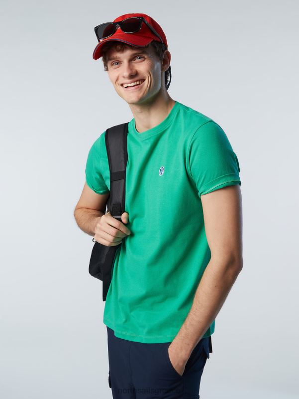 γρ North Sails άνδρες μπλουζάκι με μπάλωμα από τσόχα πράσινο κήπο NZP8195 είδη ένδυσης