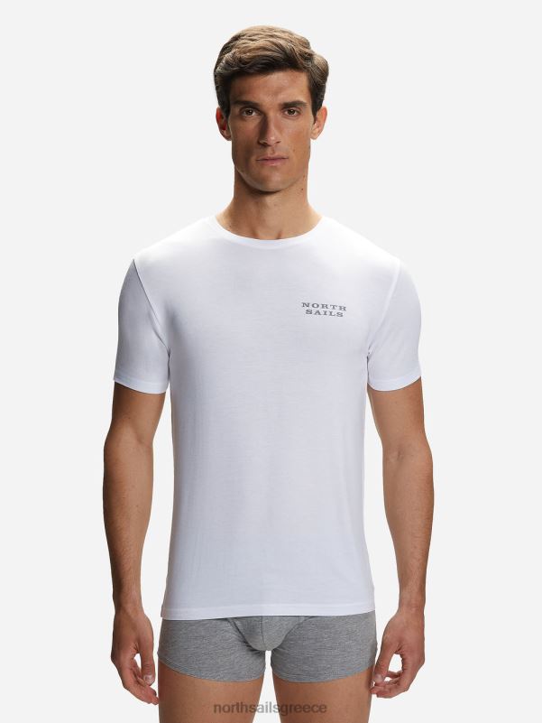 γρ North Sails άνδρες μπλουζάκι με λαιμόκοψη από μπαμπού άσπρο NZP8482 είδη ένδυσης