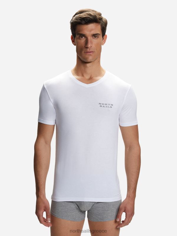 γρ North Sails άνδρες μπαμπού μπλουζάκι με λαιμόκοψη άσπρο NZP8495 είδη ένδυσης