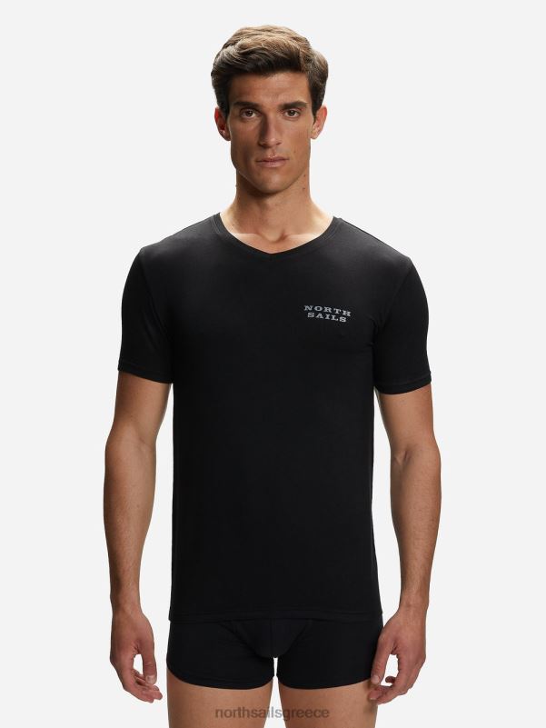 γρ North Sails άνδρες μπαμπού μπλουζάκι με λαιμόκοψη μαύρος NZP8497 είδη ένδυσης
