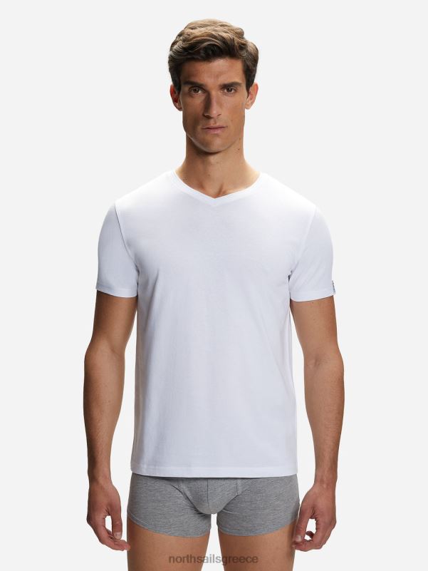 γρ North Sails άνδρες βαμβακερό μπλουζάκι με λαιμόκοψη άσπρο NZP8501 είδη ένδυσης