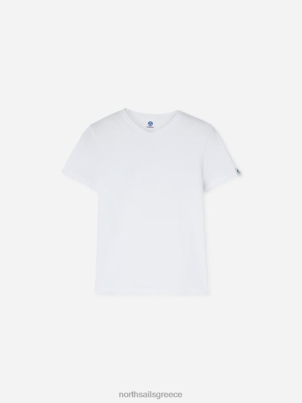 γρ North Sails άνδρες βαμβακερό μπλουζάκι με λαιμόκοψη άσπρο NZP8501 είδη ένδυσης