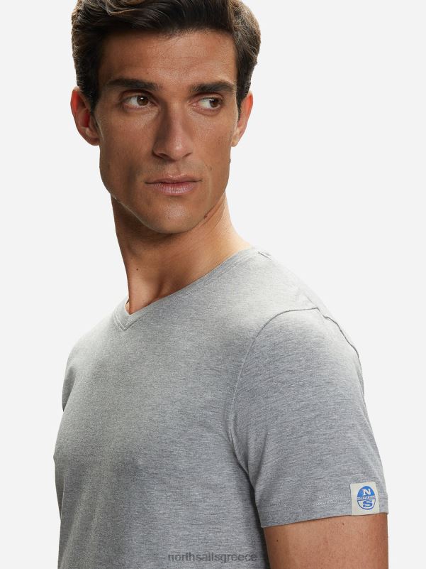 γρ North Sails άνδρες βαμβακερό μπλουζάκι με λαιμόκοψη γκρι μελανζέ NZP8503 είδη ένδυσης