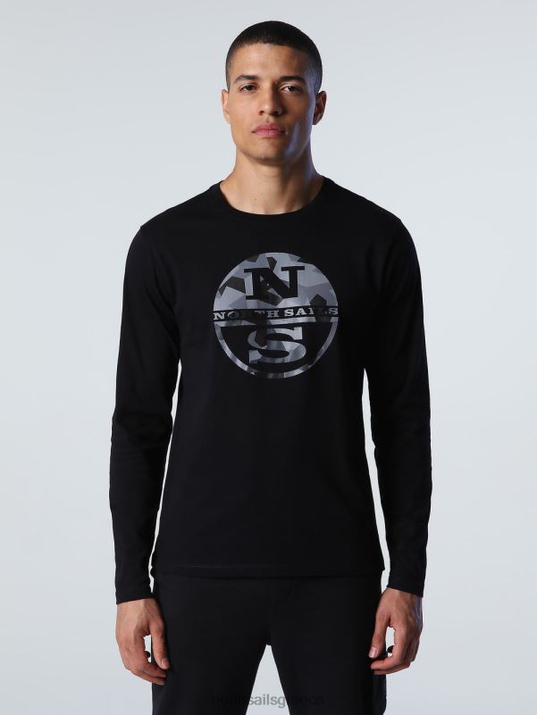 γρ North Sails άνδρες βιολογικό μπλουζάκι ζέρσεϊ μαύρος NZP8818 είδη ένδυσης