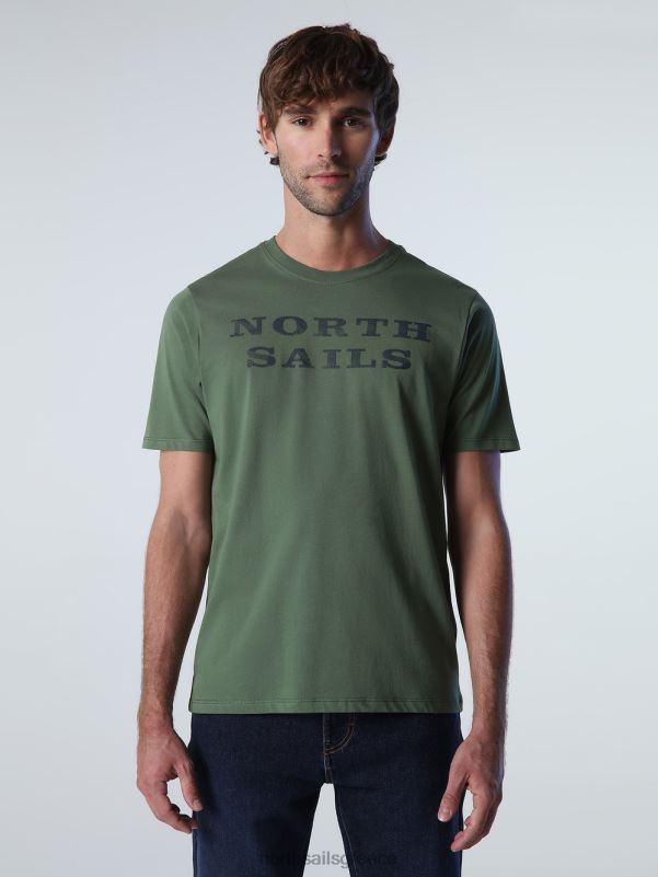 γρ North Sails άνδρες μπλουζάκι με γράμματα μπρούτζινο πράσινο NZP8997 είδη ένδυσης