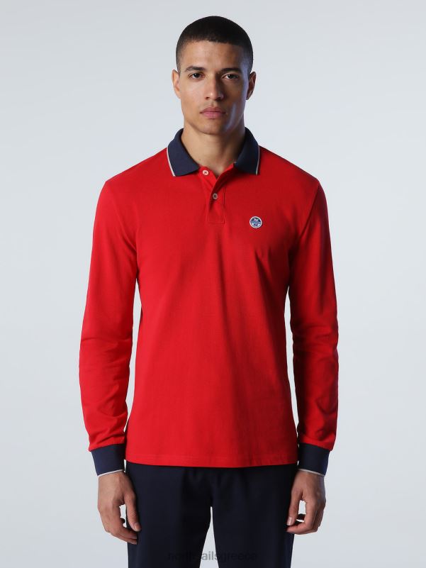 γρ North Sails άνδρες μακρυμάνικο μπλουζάκι πόλο το κόκκινο NZP81003 είδη ένδυσης