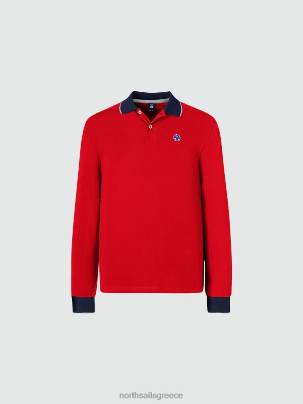 γρ North Sails άνδρες μακρυμάνικο μπλουζάκι πόλο το κόκκινο NZP81003 είδη ένδυσης
