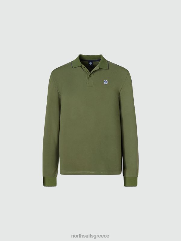 γρ North Sails άνδρες μακρυμάνικο μπλουζάκι πόλο μπρούτζινο πράσινο NZP81004 είδη ένδυσης