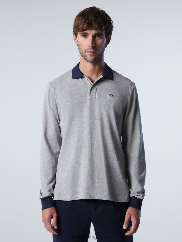 γρ North Sails άνδρες μακρυμάνικο μπλουζάκι πόλο μεσαίο γκρι μελανζέ NZP81007 είδη ένδυσης