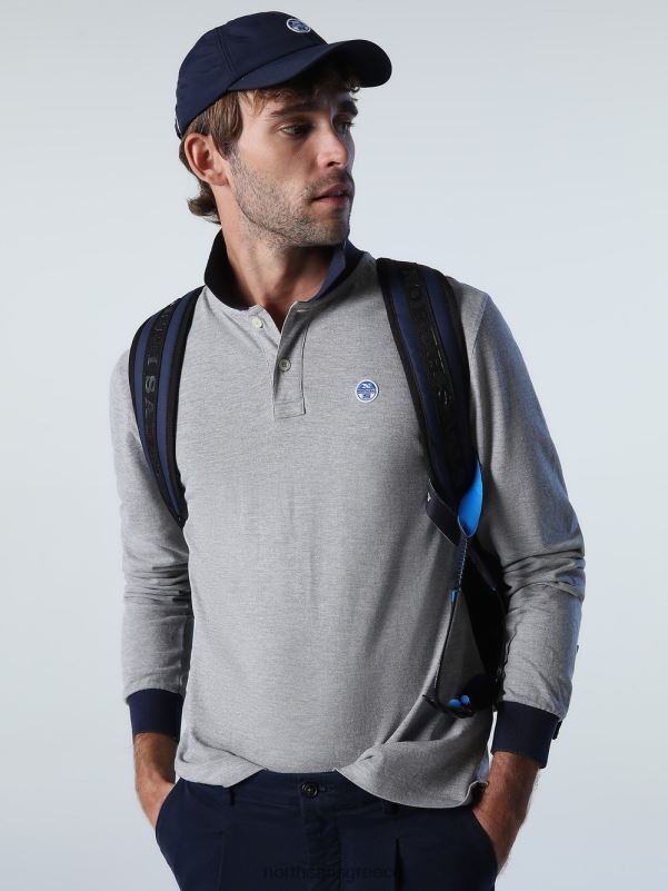 γρ North Sails άνδρες μακρυμάνικο μπλουζάκι πόλο μεσαίο γκρι μελανζέ NZP81007 είδη ένδυσης