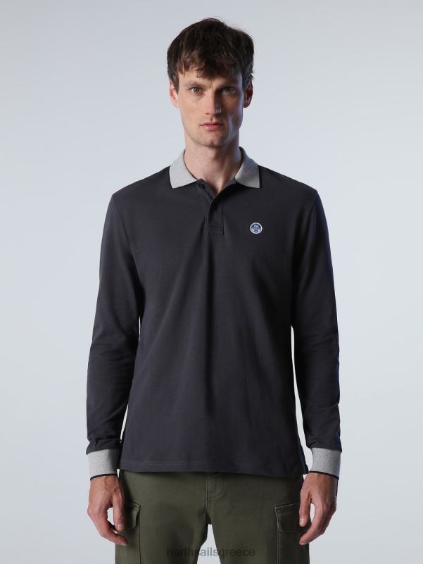 γρ North Sails άνδρες μακρυμάνικο μπλουζάκι πόλο ασφάλτος NZP81008 είδη ένδυσης