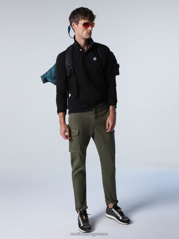 γρ North Sails άνδρες μακρυμάνικο μπλουζάκι πόλο μαύρος NZP81009 είδη ένδυσης