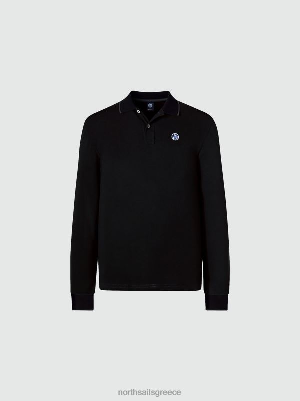 γρ North Sails άνδρες μακρυμάνικο μπλουζάκι πόλο μαύρος NZP81009 είδη ένδυσης