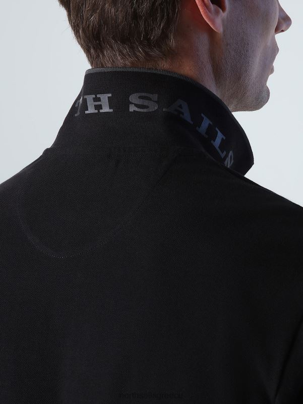 γρ North Sails άνδρες μακρυμάνικο μπλουζάκι πόλο μαύρος NZP81009 είδη ένδυσης