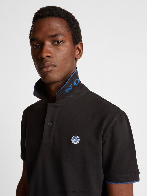 γρ North Sails άνδρες εμπριμέ μπλουζάκι πόλο μαύρος NZP81049 είδη ένδυσης