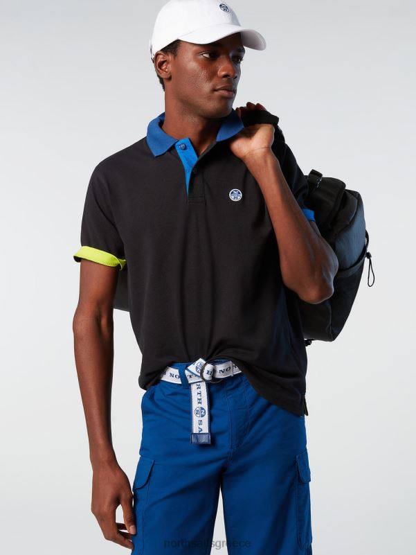 γρ North Sails άνδρες πουκάμισο πόλο από οργανικό βαμβάκι καινούργιο μαύρος NZP8104 είδη ένδυσης