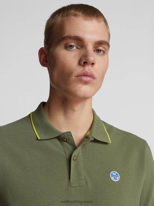 γρ North Sails άνδρες εμπριμέ μπλουζάκι πόλο λαδί NZP81053 είδη ένδυσης
