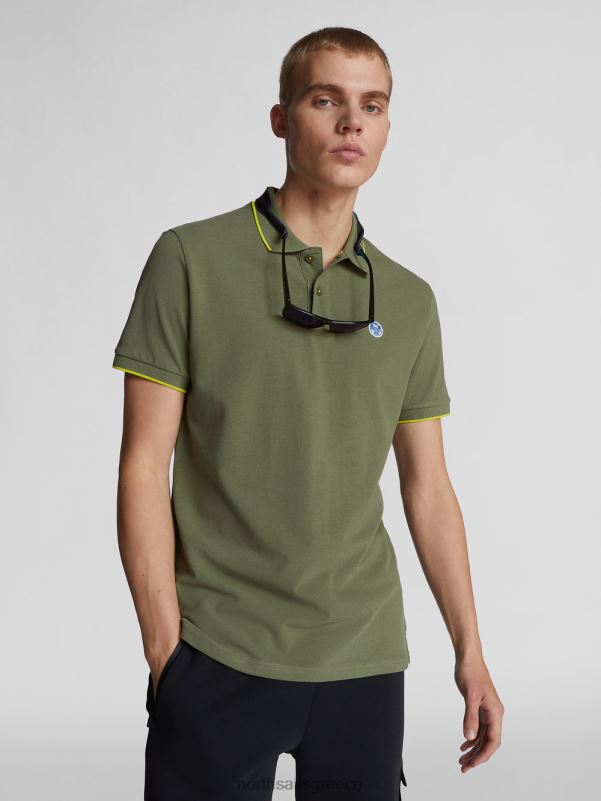 γρ North Sails άνδρες εμπριμέ μπλουζάκι πόλο λαδί NZP81053 είδη ένδυσης