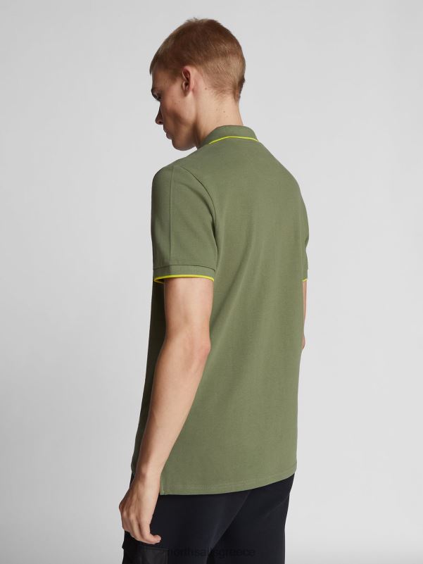 γρ North Sails άνδρες εμπριμέ μπλουζάκι πόλο λαδί NZP81053 είδη ένδυσης