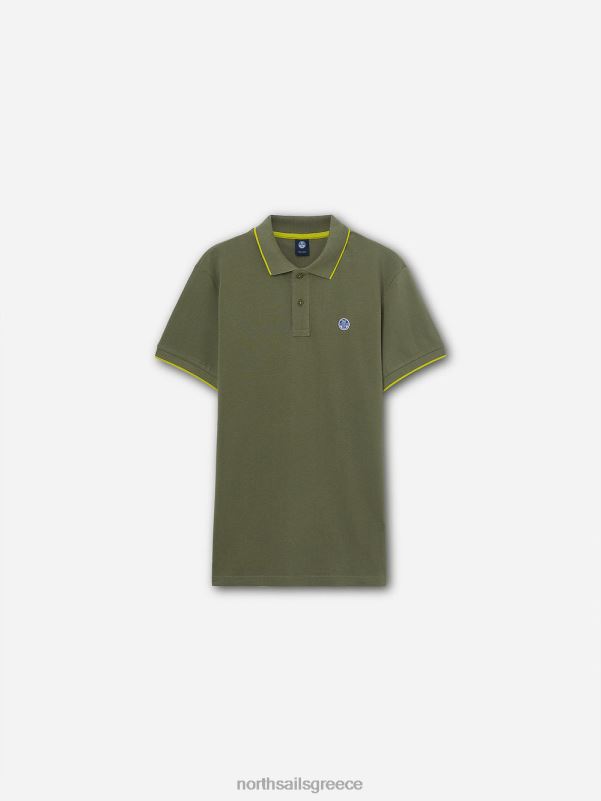 γρ North Sails άνδρες εμπριμέ μπλουζάκι πόλο λαδί NZP81053 είδη ένδυσης