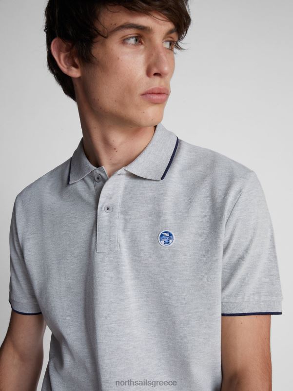 γρ North Sails άνδρες εμπριμέ μπλουζάκι πόλο γκρι μελανζέ NZP81059 είδη ένδυσης