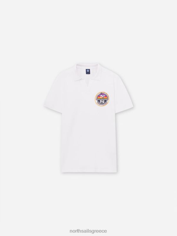 γρ North Sails άνδρες εμπριμέ μπλουζάκι πόλο άσπρο NZP81073 είδη ένδυσης