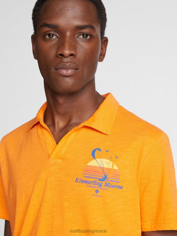 γρ North Sails άνδρες εμπριμέ μπλουζάκι πόλο ζωντανό πορτοκαλί NZP81074 είδη ένδυσης