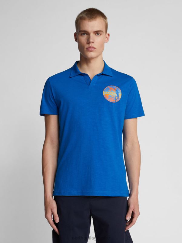 γρ North Sails άνδρες εμπριμέ μπλουζάκι πόλο αναπνευστήρας μπλε NZP81075 είδη ένδυσης