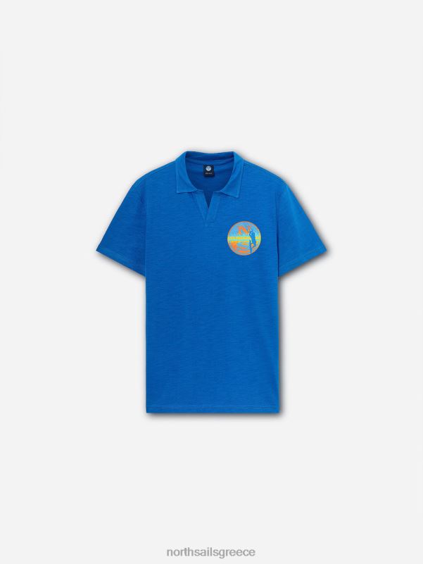 γρ North Sails άνδρες εμπριμέ μπλουζάκι πόλο αναπνευστήρας μπλε NZP81075 είδη ένδυσης