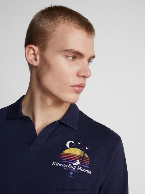 γρ North Sails άνδρες εμπριμέ μπλουζάκι πόλο ναυτικό μπλε NZP81076 είδη ένδυσης