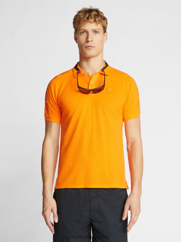 γρ North Sails άνδρες μπλουζάκι πόλο με πάνελ από ζέρσεϊ ζωντανό πορτοκαλί NZP81078 είδη ένδυσης